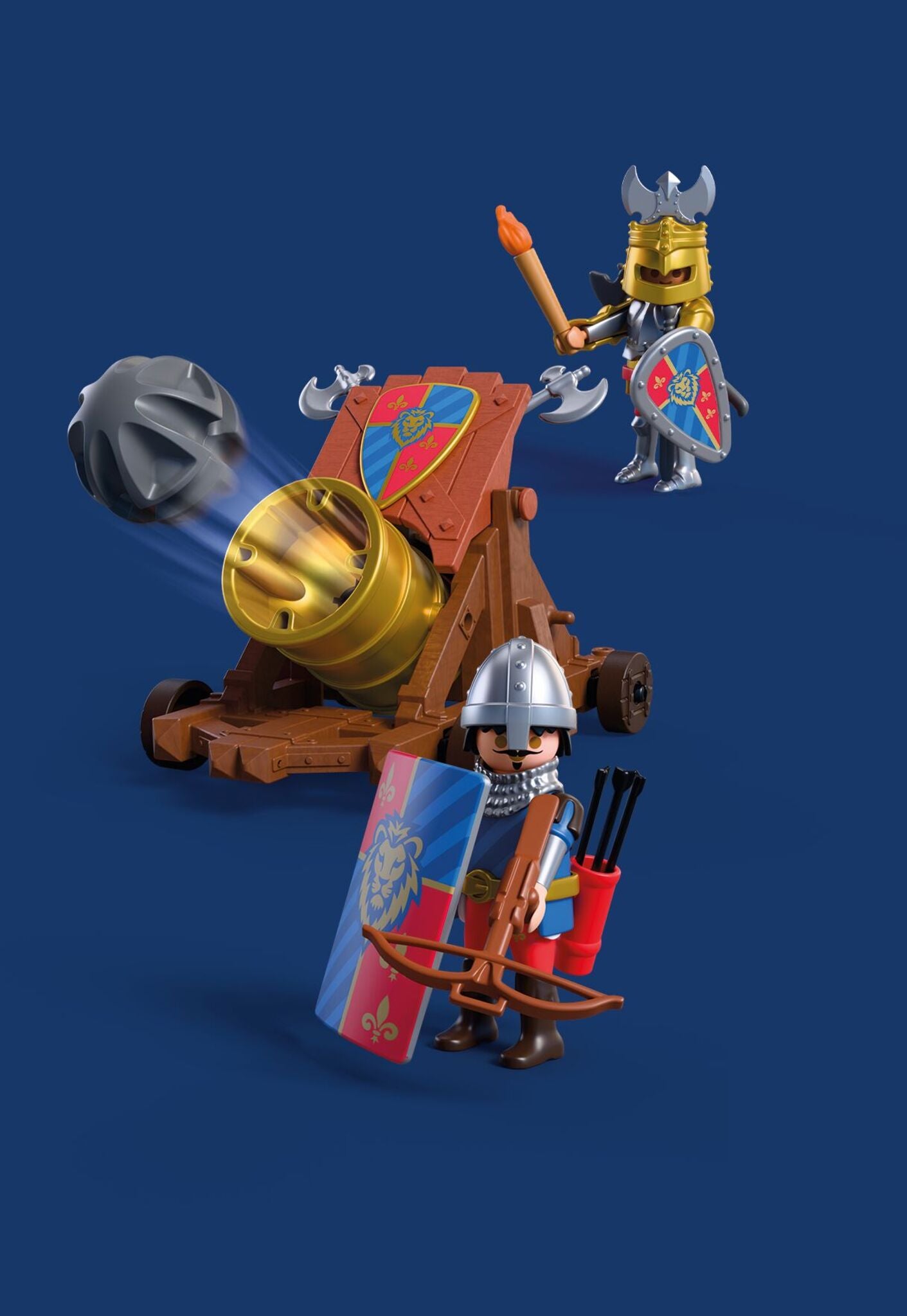 PLAYMOBIL Firearm Lion Knights 72115 medieval playset with two Lion Knight figures, firing cannon and castle battle accessories