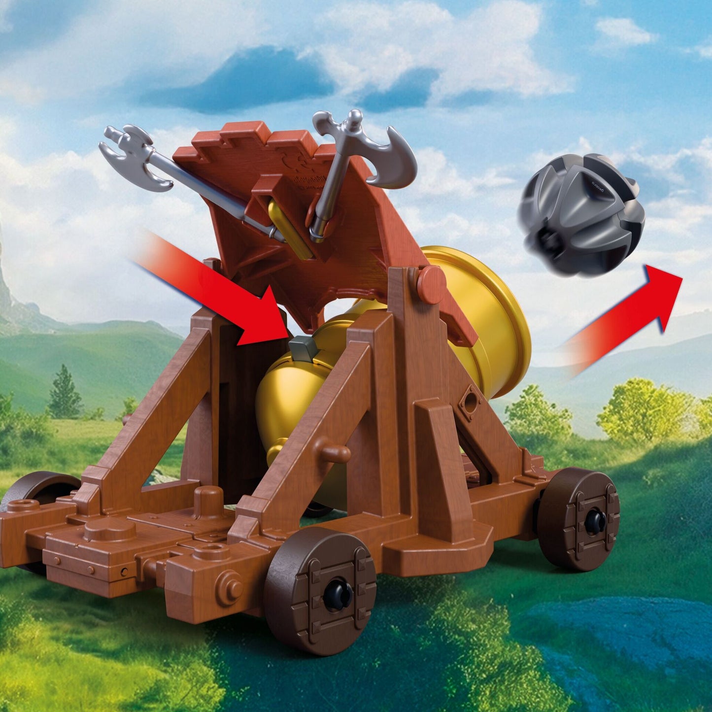PLAYMOBIL Firearm Lion Knights 72115 medieval playset with two Lion Knight figures, firing cannon and castle battle accessories