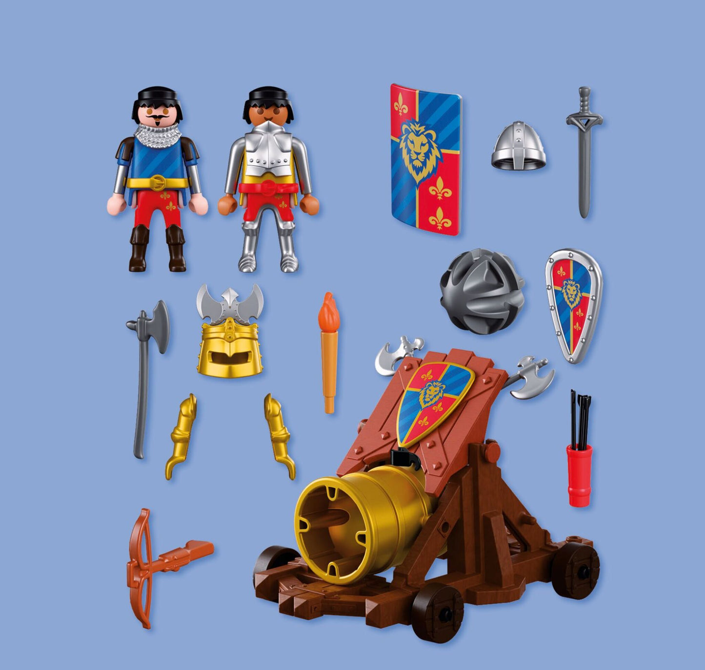 PLAYMOBIL Firearm Lion Knights 72115 medieval playset with two Lion Knight figures, firing cannon and castle battle accessories