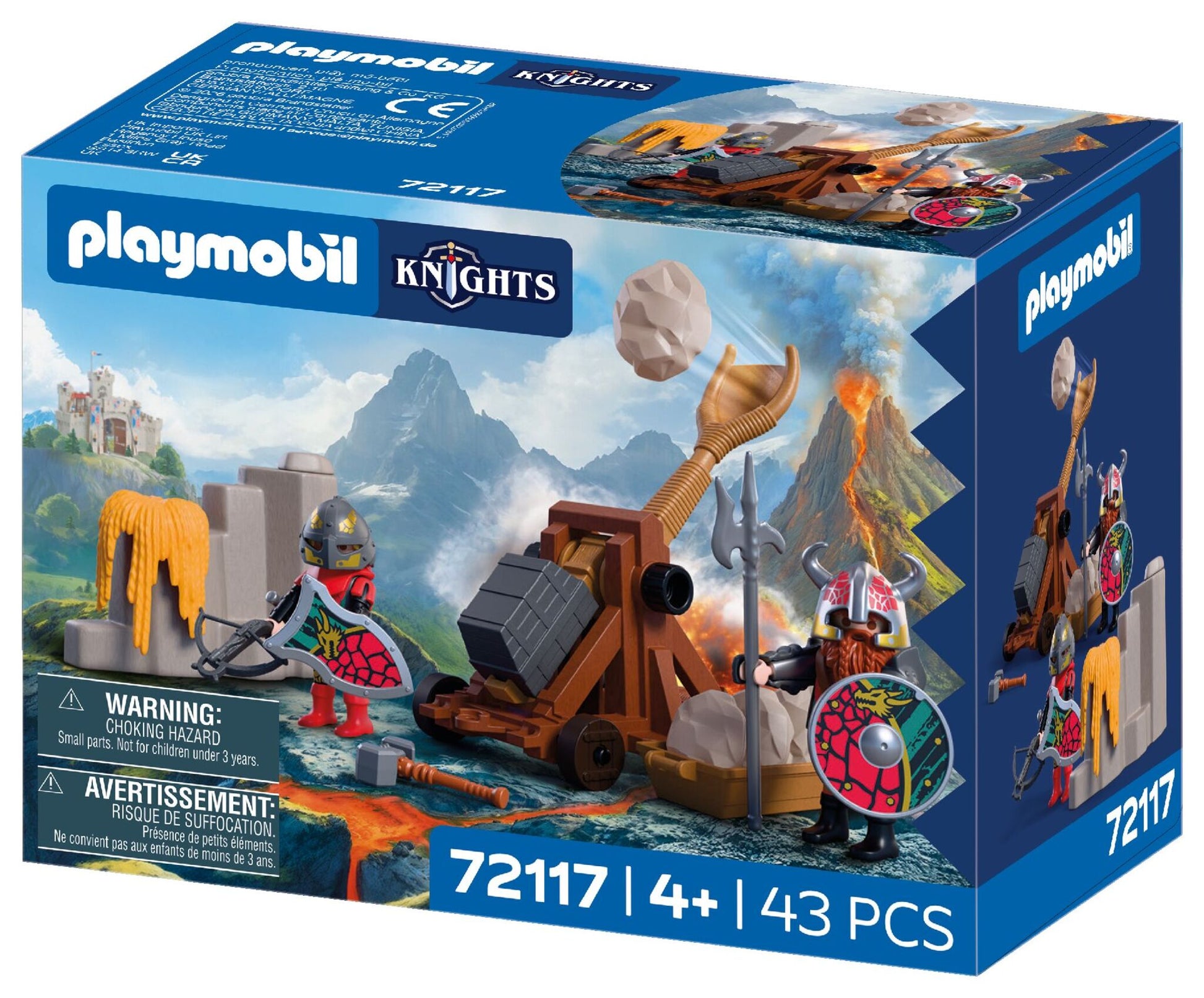 PLAYMOBIL Dragon Knight Catapult 72117 with working catapult, two Dragon Knights, stone projectiles and defensive rock wall
