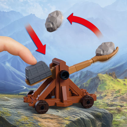 PLAYMOBIL Dragon Knight Catapult 72117 with working catapult, two Dragon Knights, stone projectiles and defensive rock wall