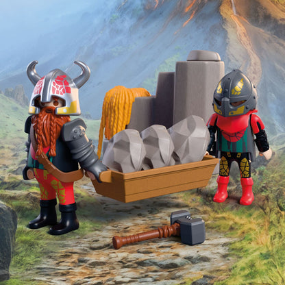 PLAYMOBIL Dragon Knight Catapult 72117 with working catapult, two Dragon Knights, stone projectiles and defensive rock wall