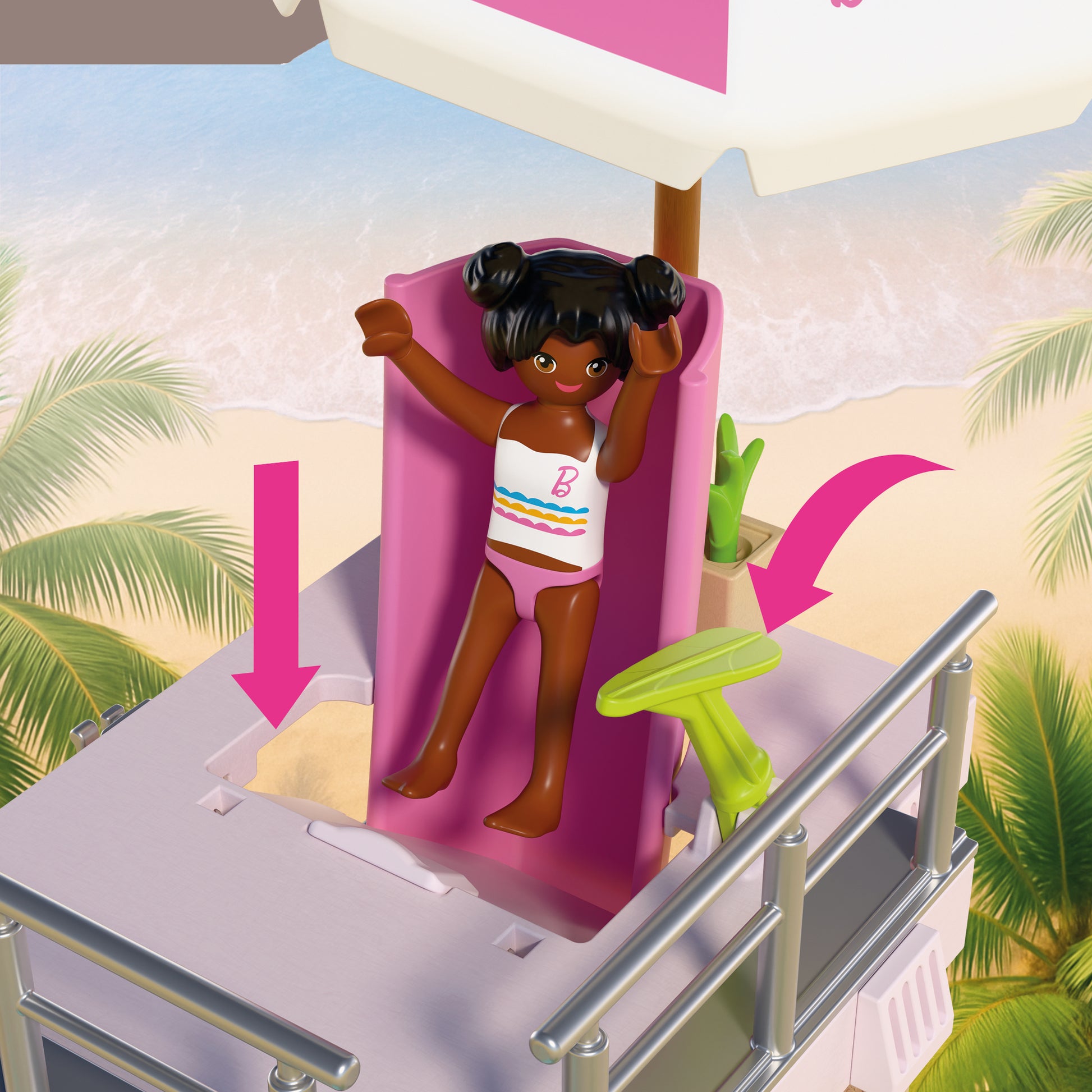 PLAYMOBIL x Barbie Waterpark playset with Barbie, Nikki, Daisy and interactive water slides