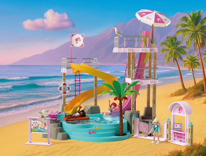 PLAYMOBIL x Barbie Waterpark playset with Barbie, Nikki, Daisy and interactive water slides