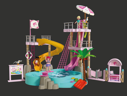 PLAYMOBIL x Barbie Waterpark playset with Barbie, Nikki, Daisy and interactive water slides