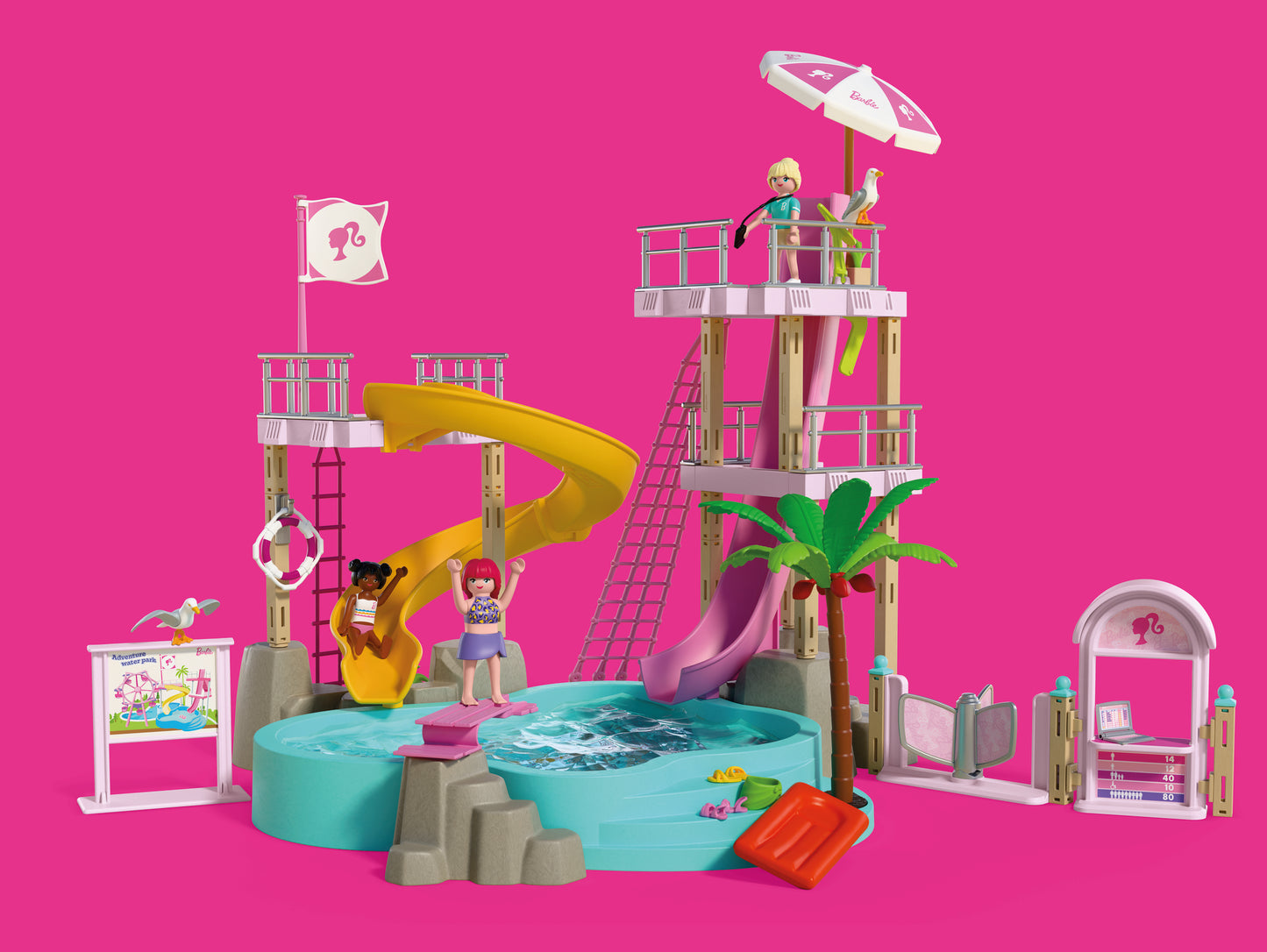 PLAYMOBIL x Barbie Waterpark playset with Barbie, Nikki, Daisy and interactive water slides