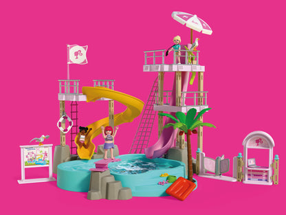 PLAYMOBIL x Barbie Waterpark playset with Barbie, Nikki, Daisy and interactive water slides