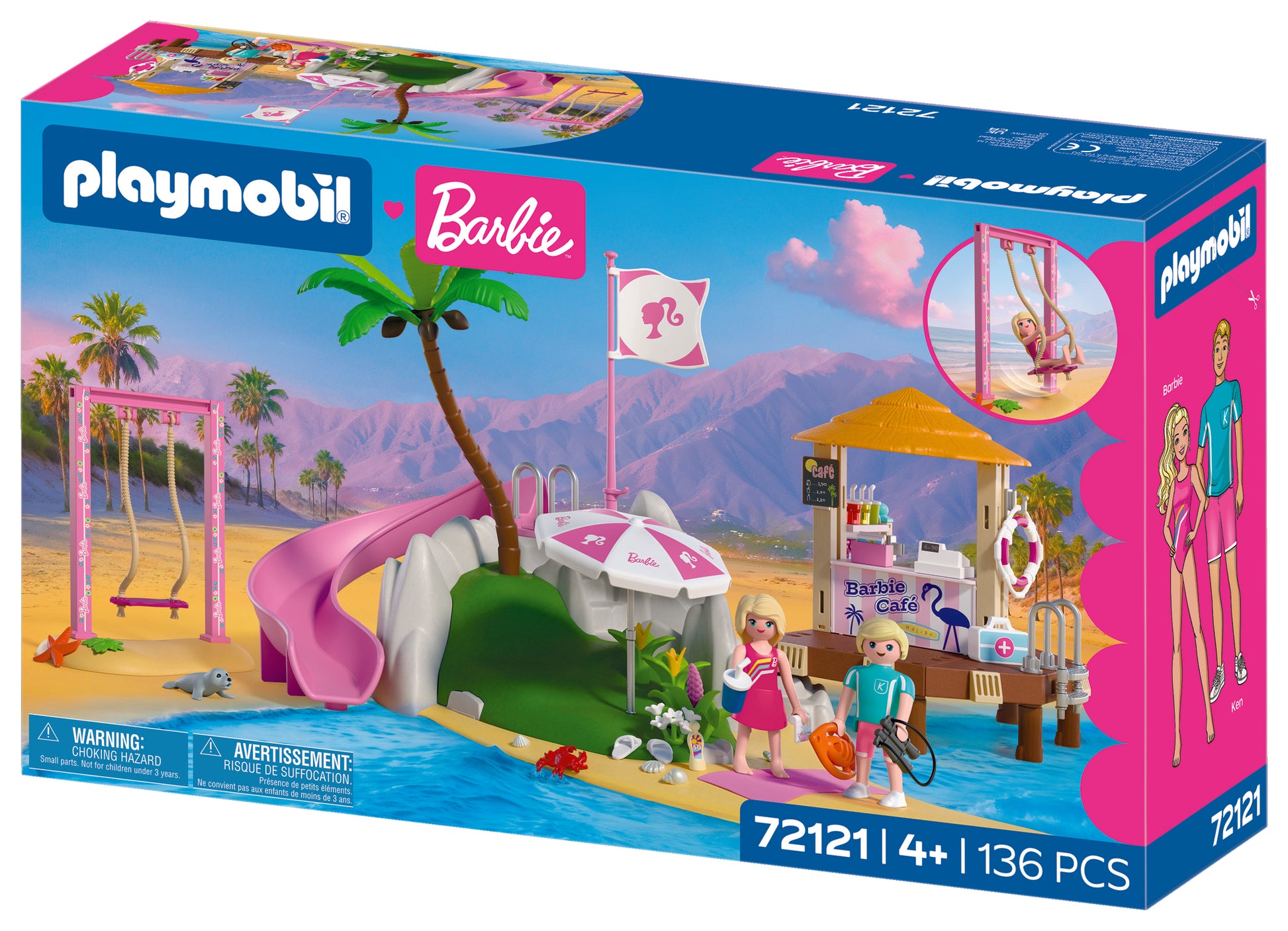 PLAYMOBIL x Barbie Beach Café playset with Barbie, Ken and Malibu beach café scene