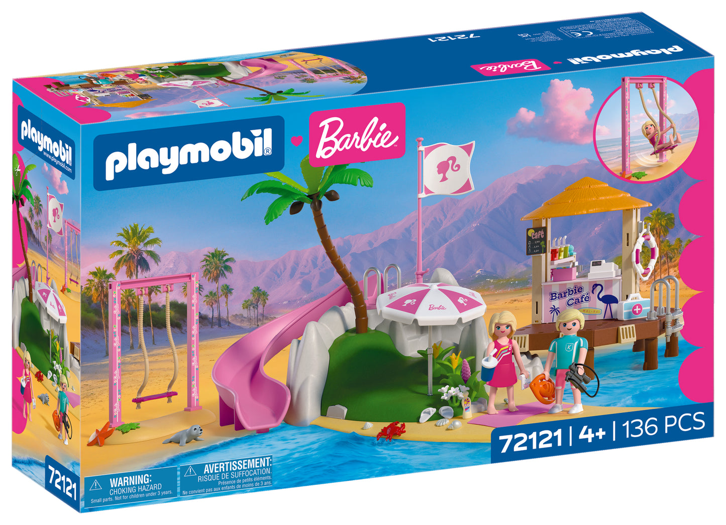 PLAYMOBIL x Barbie Beach Café playset with Barbie, Ken and Malibu beach café scene