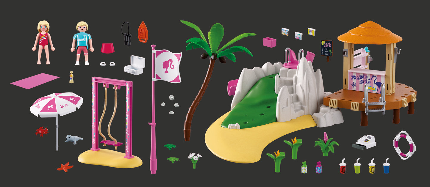 PLAYMOBIL x Barbie Beach Café playset with Barbie, Ken and Malibu beach café scene