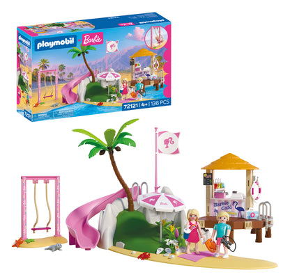 PLAYMOBIL x Barbie Beach Café playset with Barbie, Ken and Malibu beach café scene