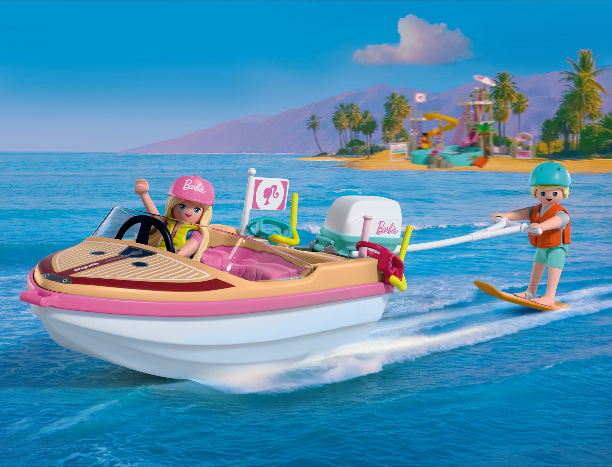 PLAYMOBIL x Barbie Adventure Boat with Barbie and Ken aboard a Malibu speedboat