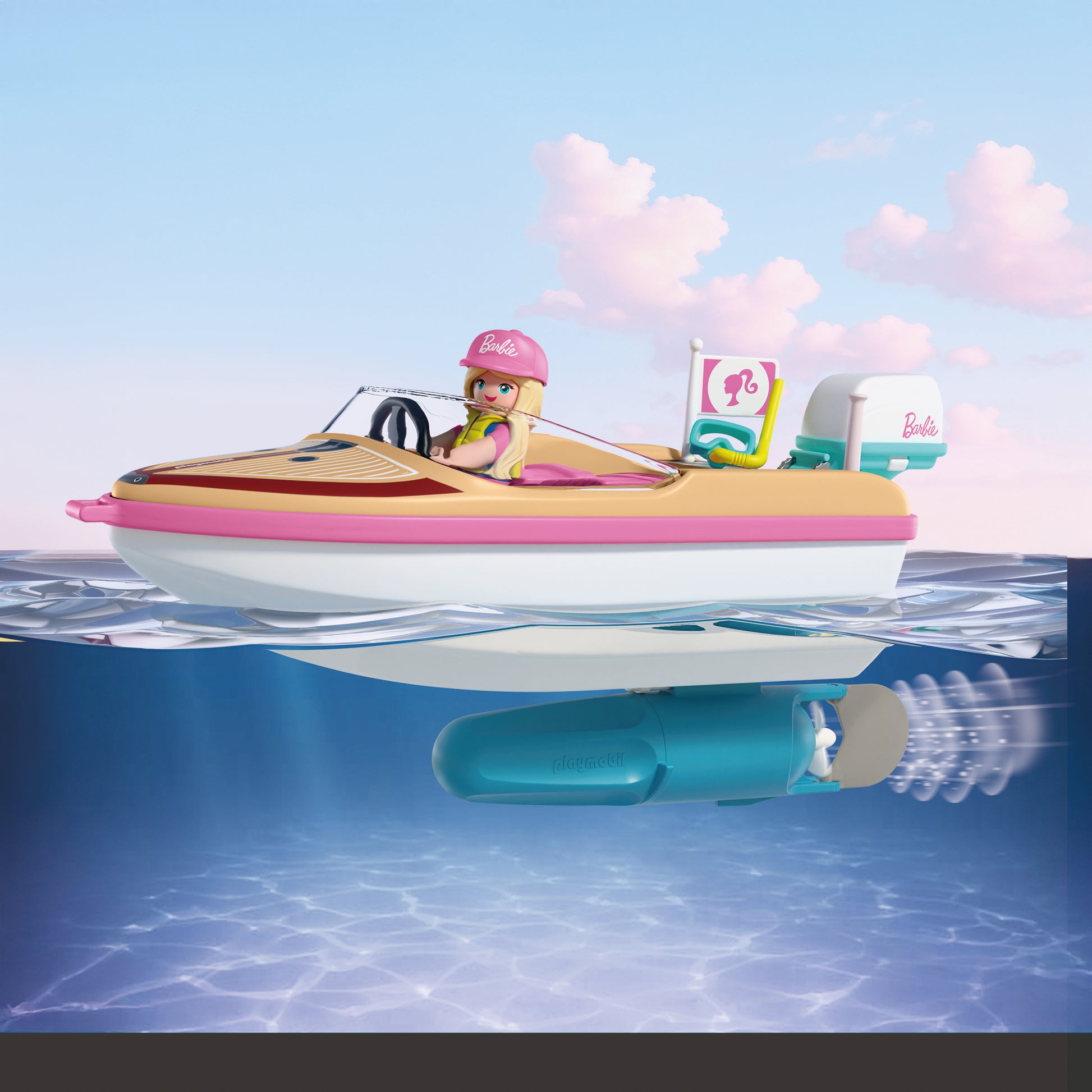 PLAYMOBIL x Barbie Adventure Boat with Barbie and Ken aboard a Malibu speedboat