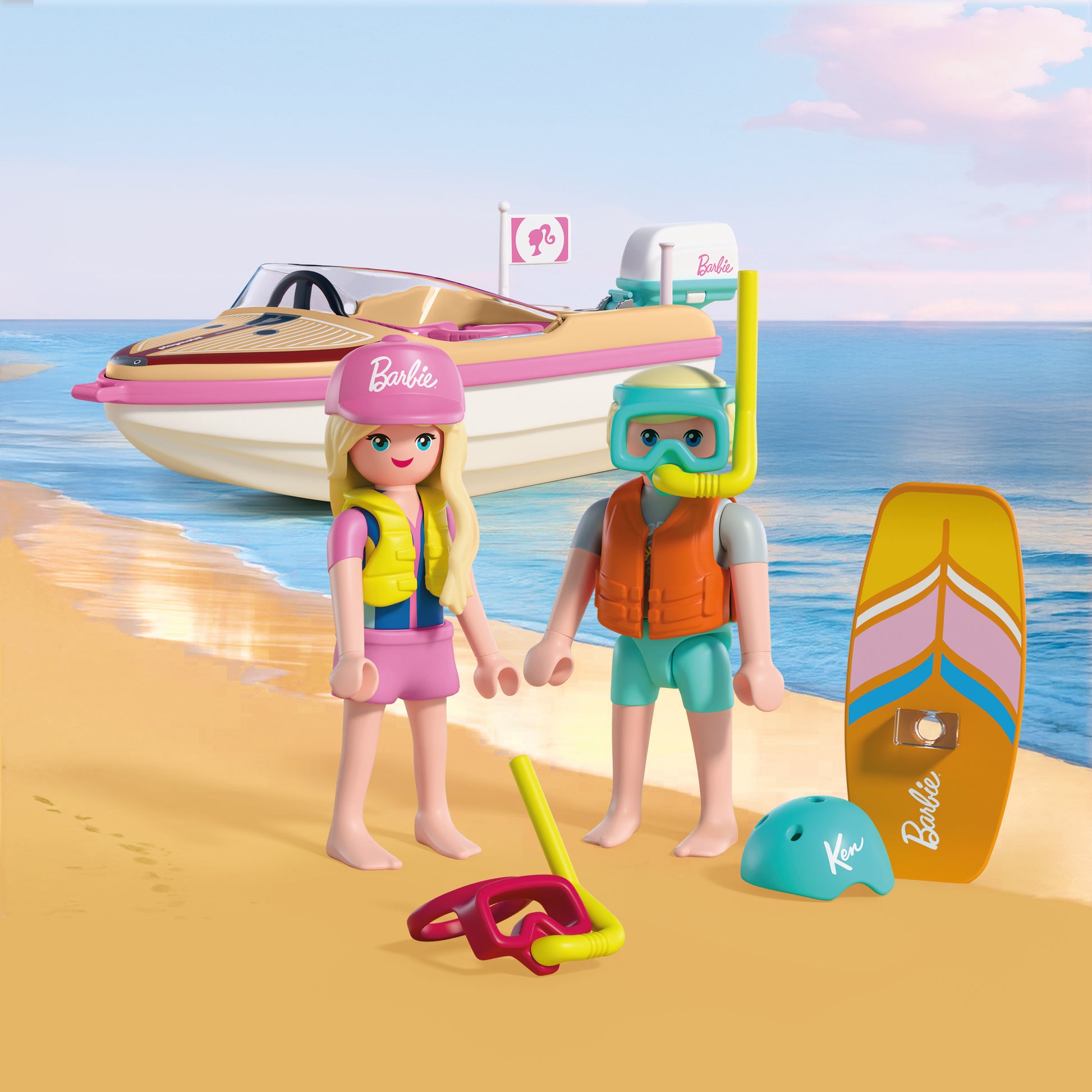 PLAYMOBIL x Barbie Adventure Boat with Barbie and Ken aboard a Malibu speedboat