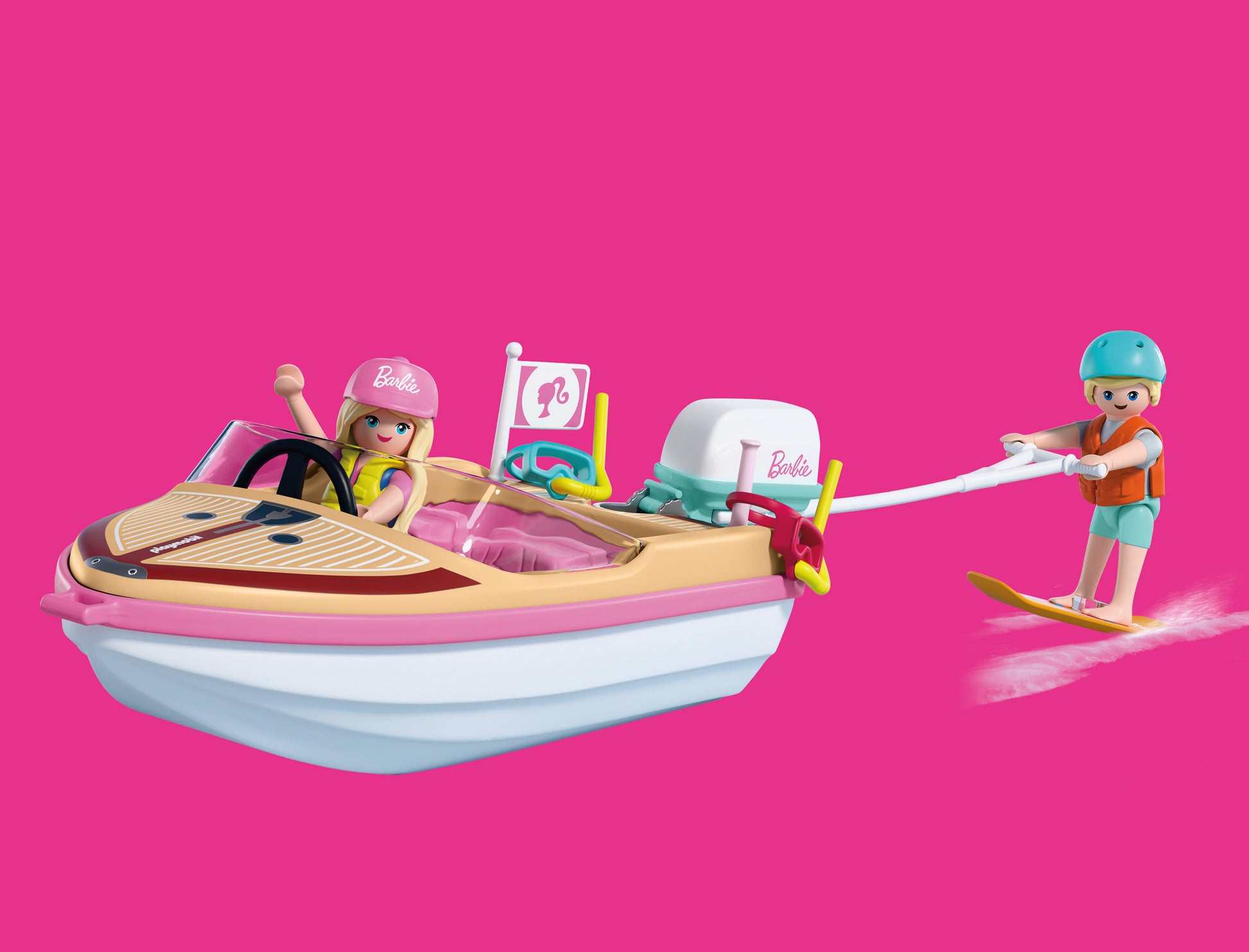 PLAYMOBIL x Barbie Adventure Boat with Barbie and Ken aboard a Malibu speedboat