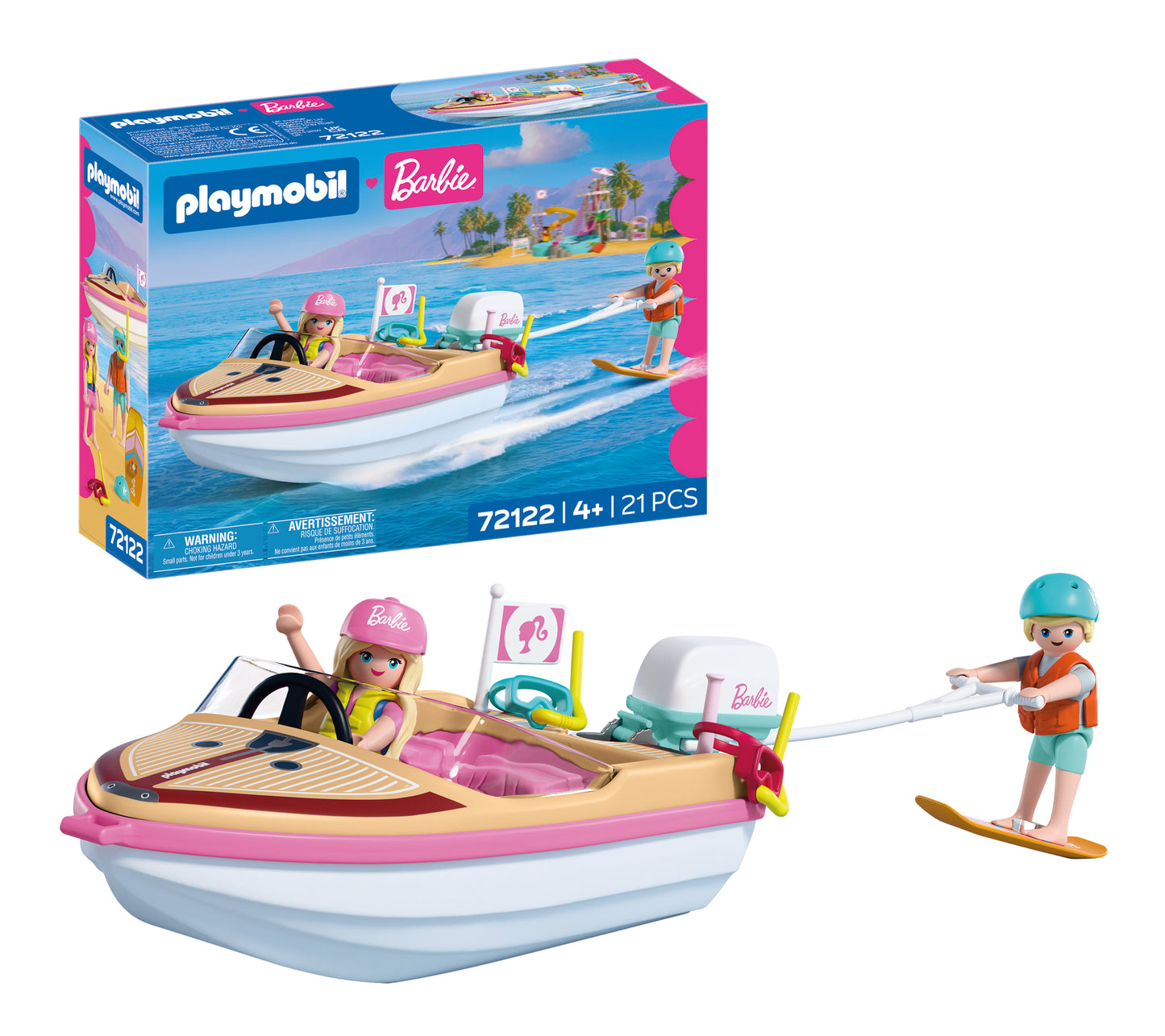 PLAYMOBIL x Barbie Adventure Boat with Barbie and Ken aboard a Malibu speedboat