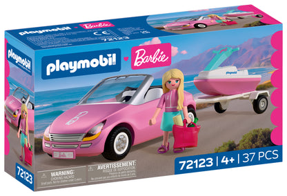 PLAYMOBIL x Barbie Convertible with Barbie figure, trailer and detachable jet ski