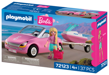 PLAYMOBIL x Barbie Convertible with Barbie figure, trailer and detachable jet ski