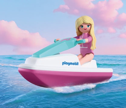 PLAYMOBIL x Barbie Convertible with Barbie figure, trailer and detachable jet ski