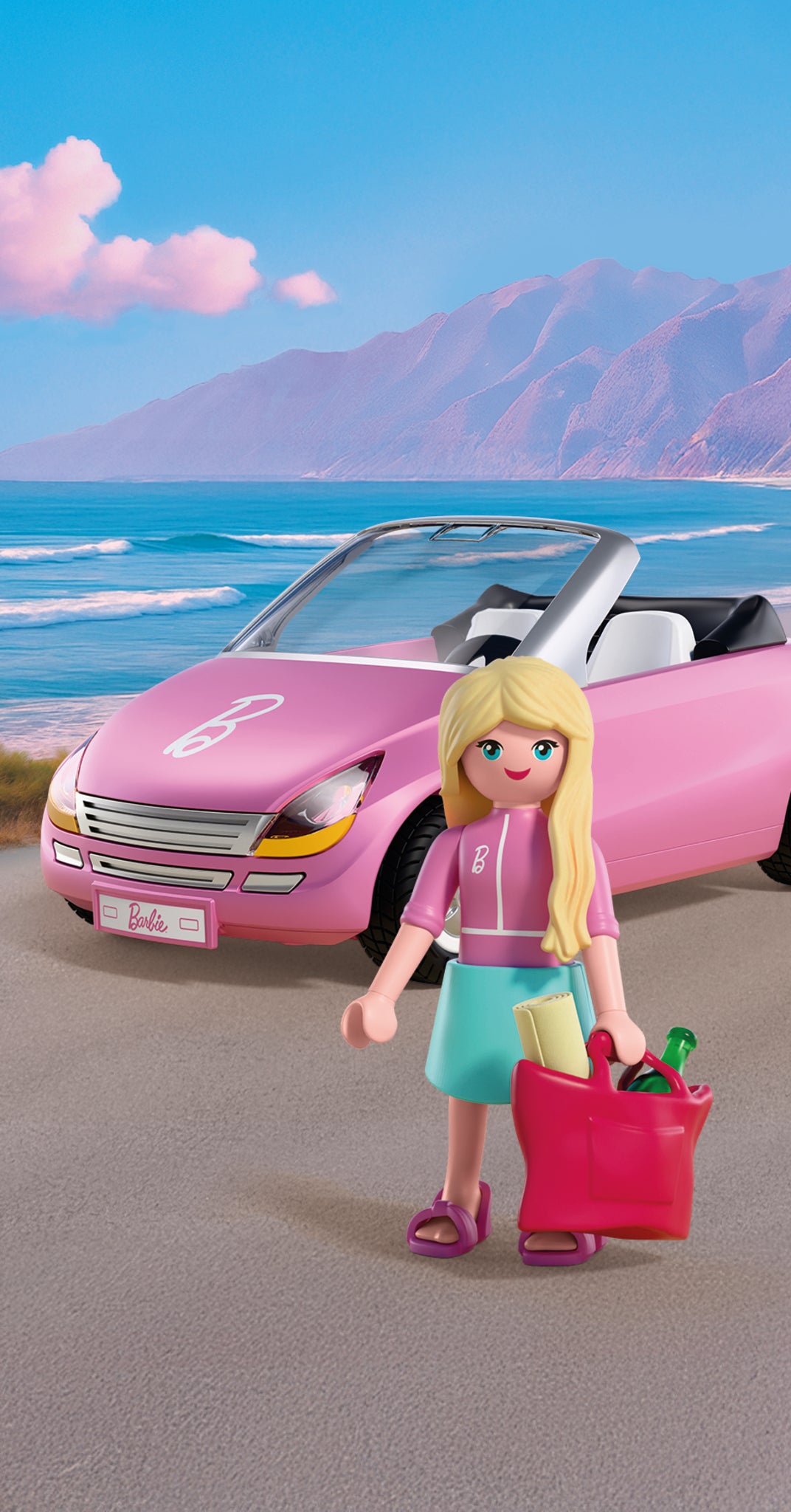 PLAYMOBIL x Barbie Convertible with Barbie figure, trailer and detachable jet ski