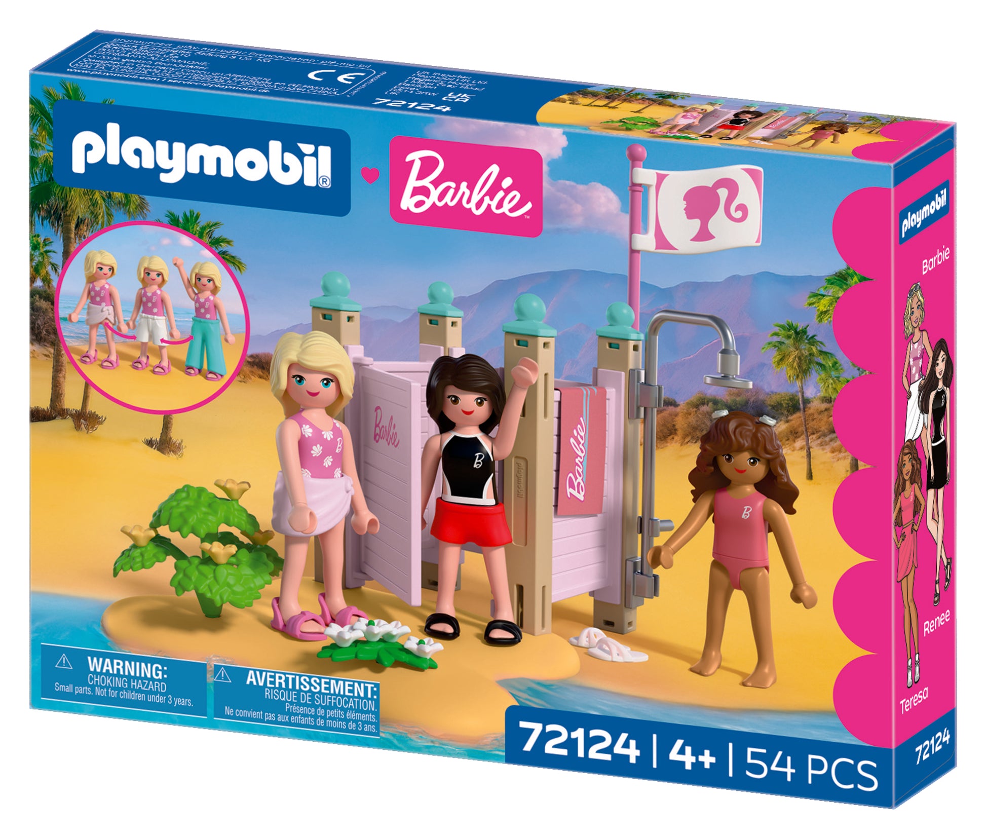 PLAYMOBIL x Barbie Beach Dress Up playset with Barbie, Teresa and Renee at Malibu Beach
