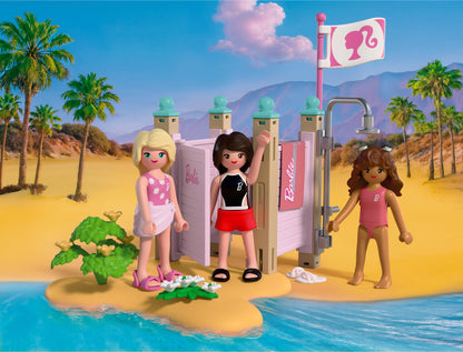 PLAYMOBIL x Barbie Beach Dress Up playset with Barbie, Teresa and Renee at Malibu Beach