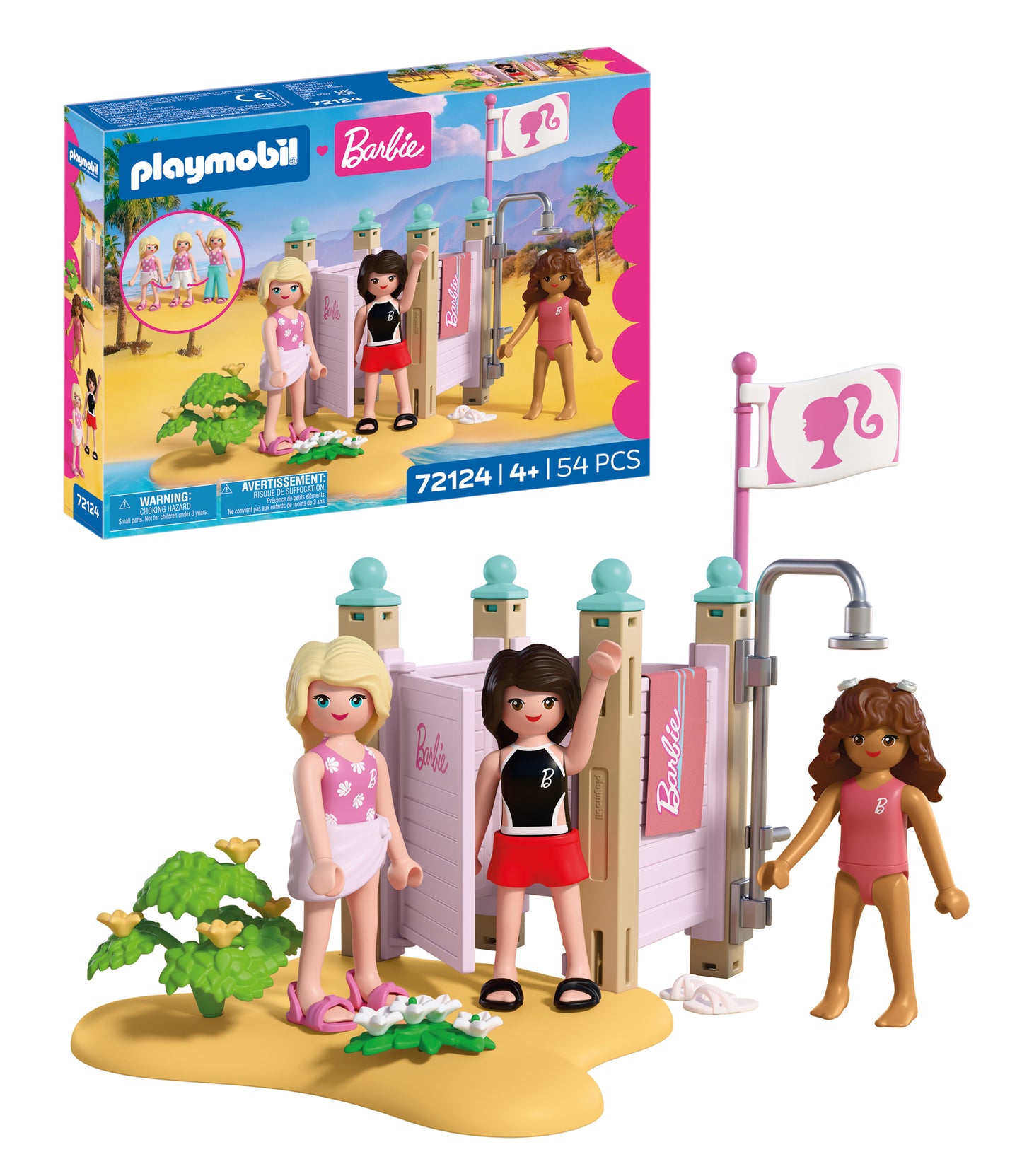 PLAYMOBIL x Barbie Beach Dress Up playset with Barbie, Teresa and Renee at Malibu Beach
