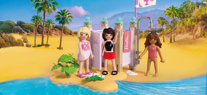 PLAYMOBIL x Barbie Beach Dress Up playset with Barbie, Teresa and Renee at Malibu Beach