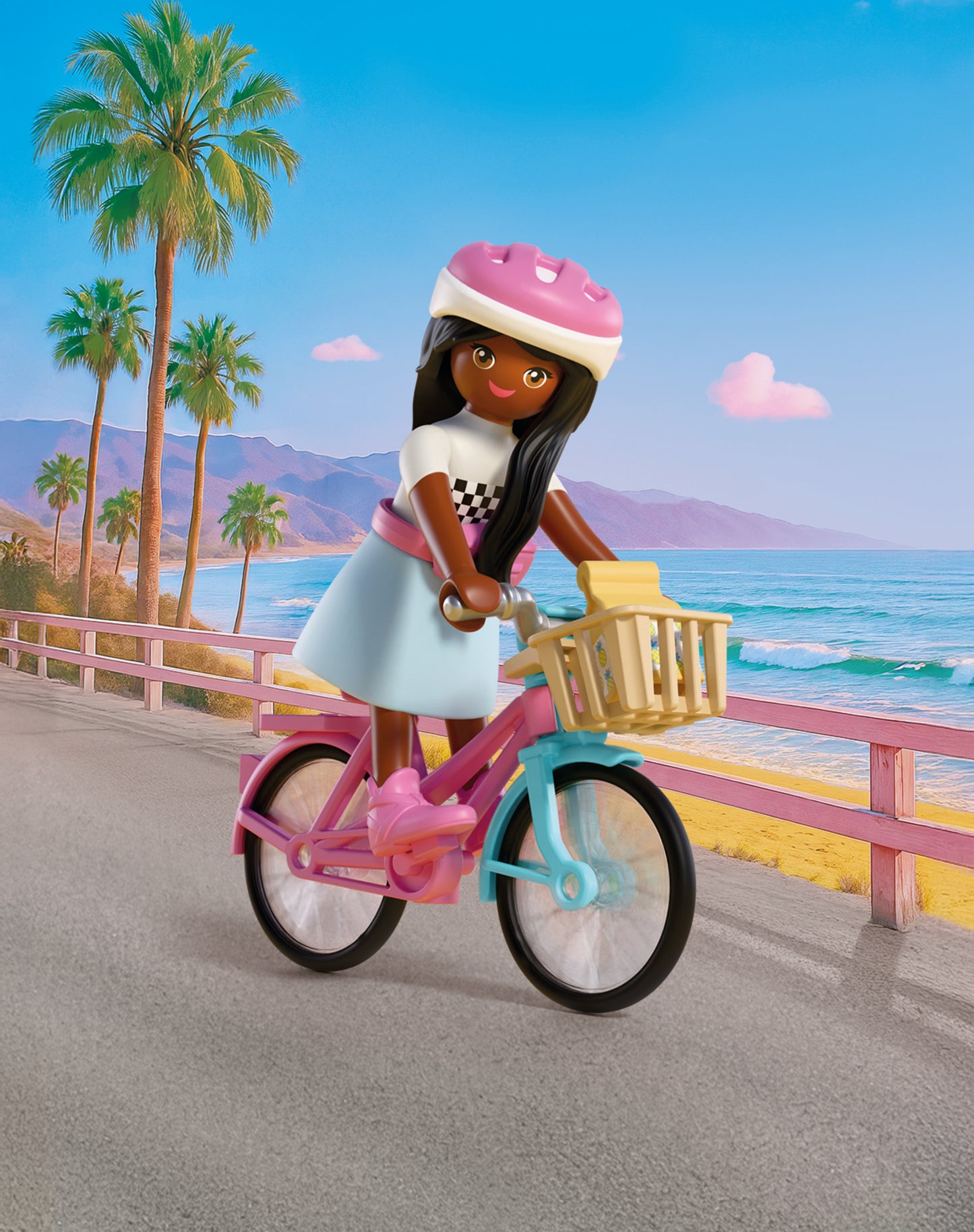 PLAYMOBIL x Barbie Brooklyn playset with bicycle, helmet and stylish fashion accessories
