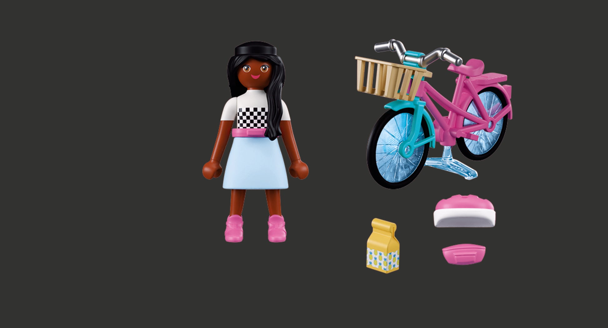 PLAYMOBIL x Barbie Brooklyn playset with bicycle, helmet and stylish fashion accessories