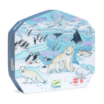 Djeco Polar Softness 54-piece jigsaw puzzle featuring gentle polar animals and an icy Arctic landscape
