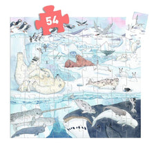 completed Polar Softness puzzle showing polar animals surrounded by a colourful icy landscape