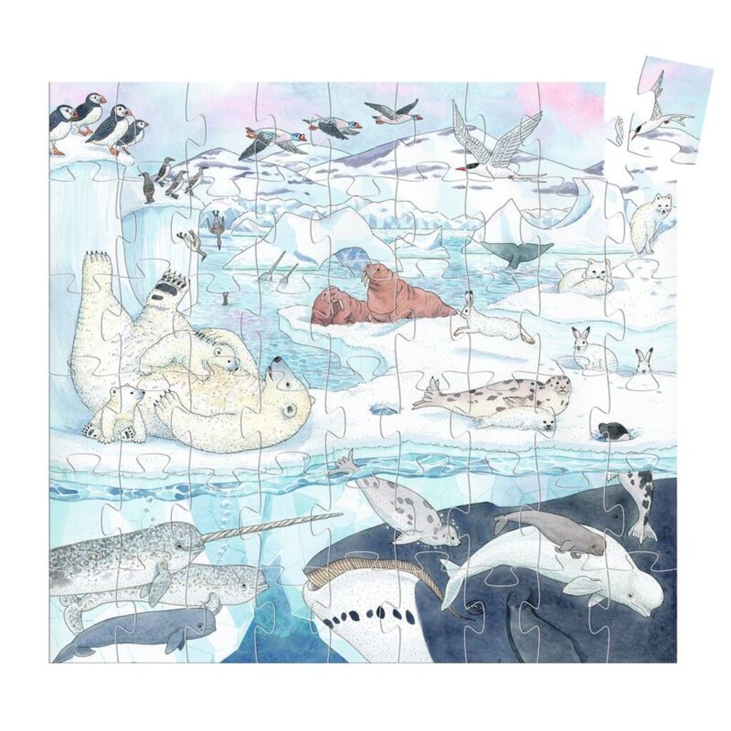 large easy-hold cardboard pieces from Djeco Polar Softness 54-piece children's jigsaw puzzle