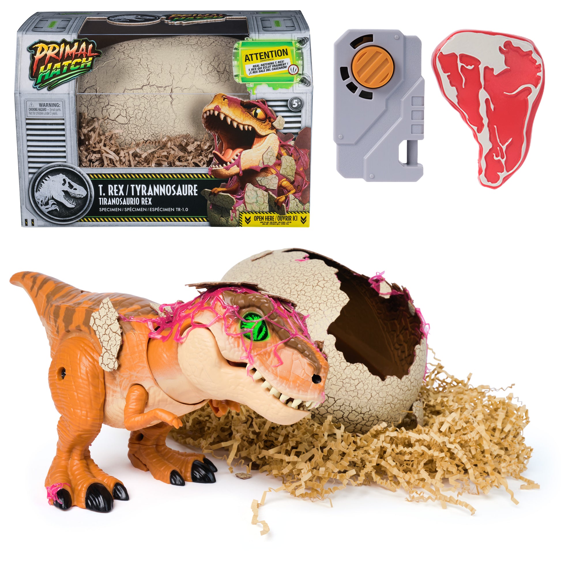 Primal Hatch Jurassic World interactive hatching T Rex dinosaur toy with egg