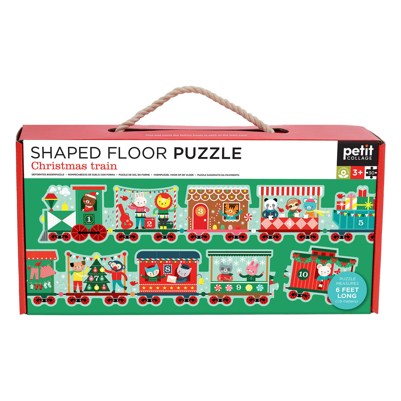 Petit Collage 30pc - Christmas Train Shaped Floor Puzzle