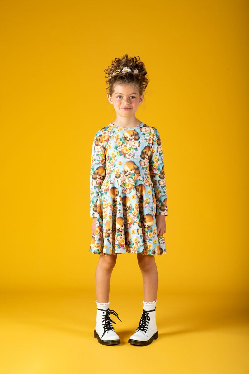 Puppy Love Long Sleeve Waisted Dress - Teen