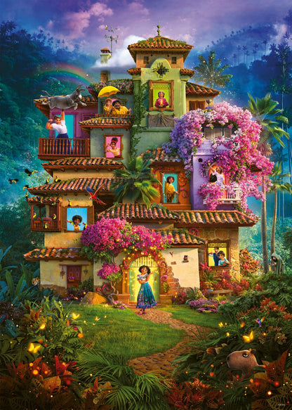 Ravensburger Disney Encanto 1000 piece puzzle artwork featuring Mirabel, the Madrigal family and magical Casita