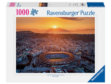 Ravensburger Naples 1000 piece puzzle featuring aerial sunset view of Naples city and Mount Vesuvius