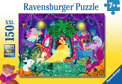 Ravensburger The Magical Journey 150 XXL piece children's jigsaw puzzle featuring a princess in a strawberry carriage travelling through an enchanted forest