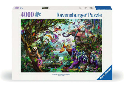 Ravensburger Tropical Dragons 4000 piece puzzle featuring colourful fantasy dragons in a tropical jungle setting