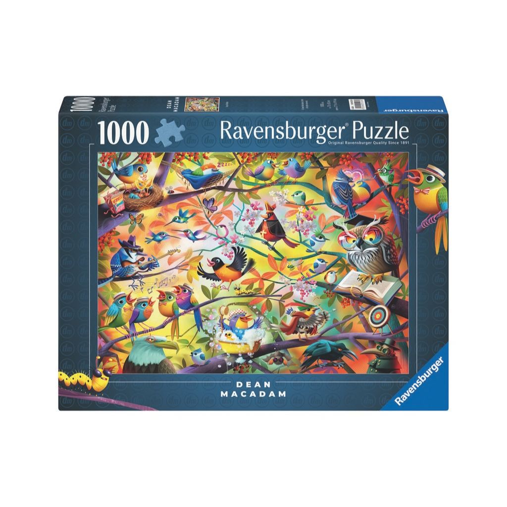 Ravensburger A Bird's Life 1000 piece jigsaw puzzle with detailed illustrations of colourful birds