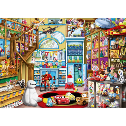Detail of Mickey, Minnie, Stitch and Disney Princess characters in the Toy Store jigsaw puzzle