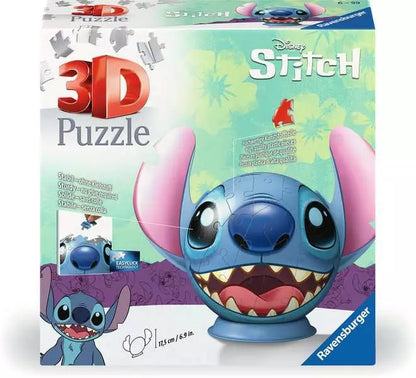 Ravensburger Disney Stitch 72-piece 3D Puzzle Ball with decorative ears and display stand