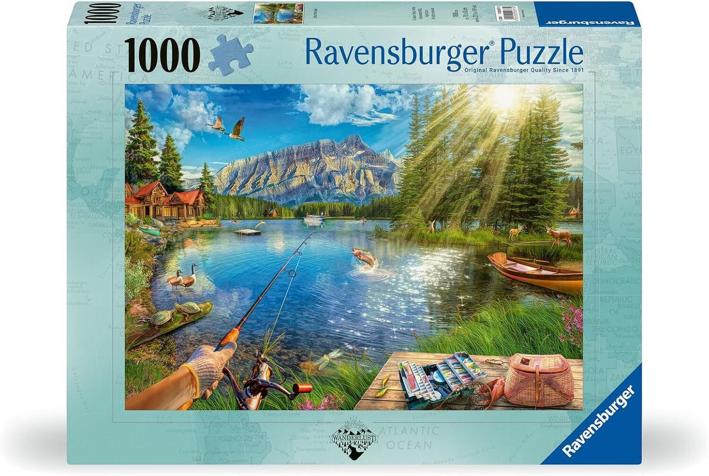 Ravensburger Life at the Lake 1000 piece jigsaw puzzle box from the Wanderlust series