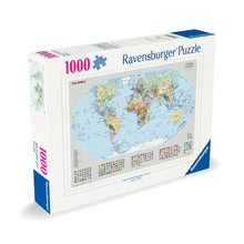 Close-up detail of European country borders and labels on the Political World Map puzzle