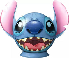 Completed Ravensburger Disney Stitch 3D Puzzle Ball showing Stitch's face and decorative ears