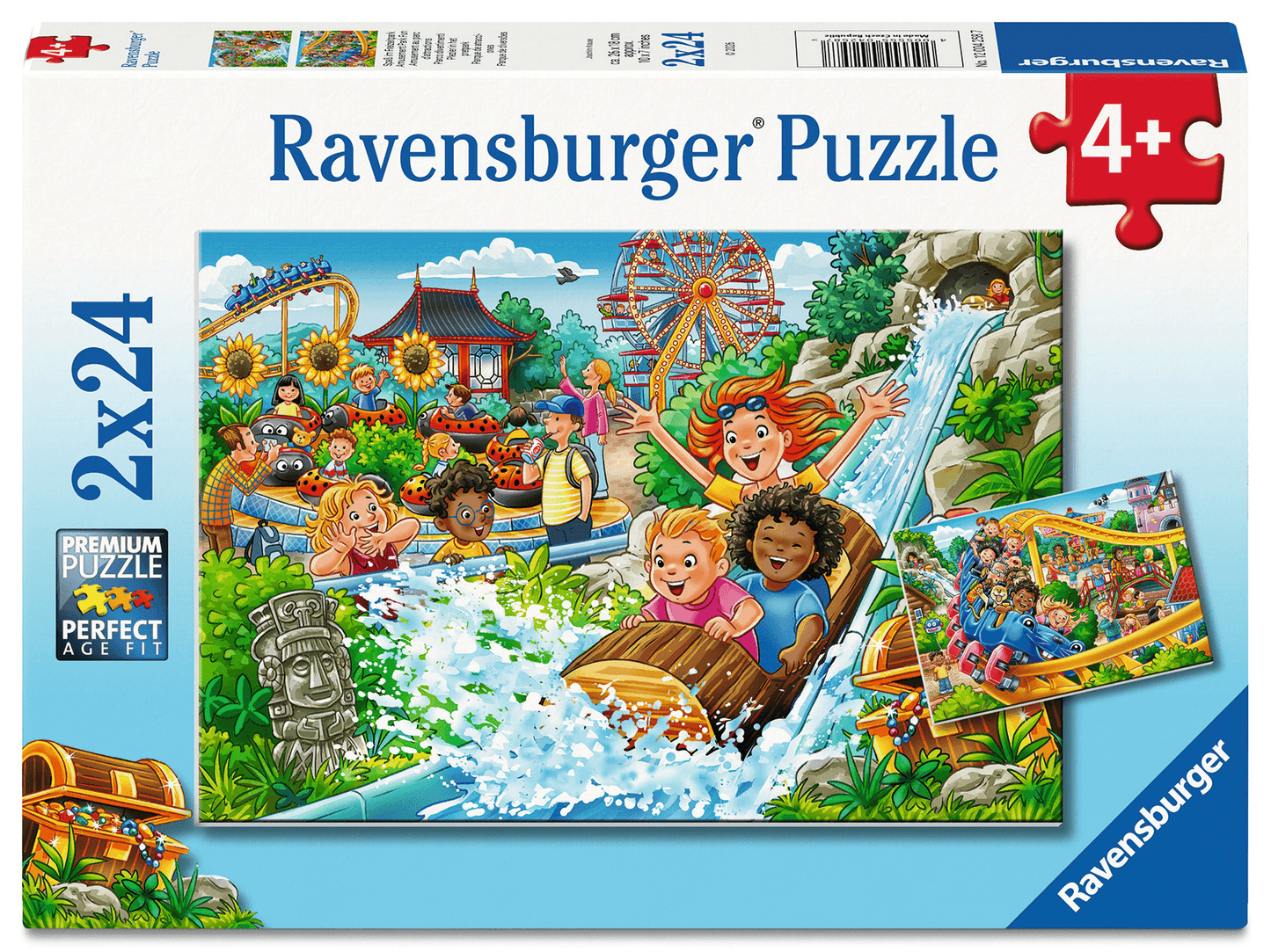 Ravensburger Amusement Park 2 x 24 piece children's jigsaw puzzle set featuring colourful carnival and amusement park scenes