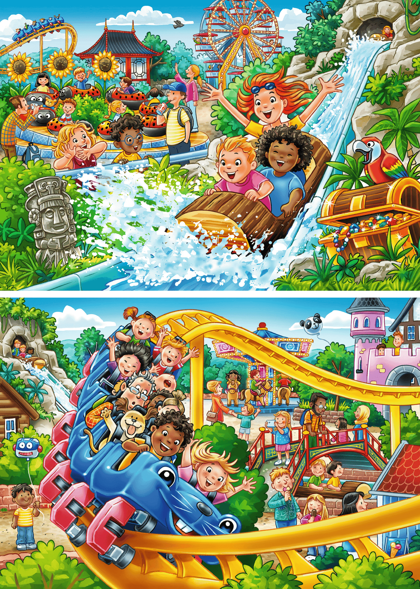 Ravensburger Amusement Park 2 x 24 piece children's jigsaw puzzle set featuring colourful carnival and amusement park scenes