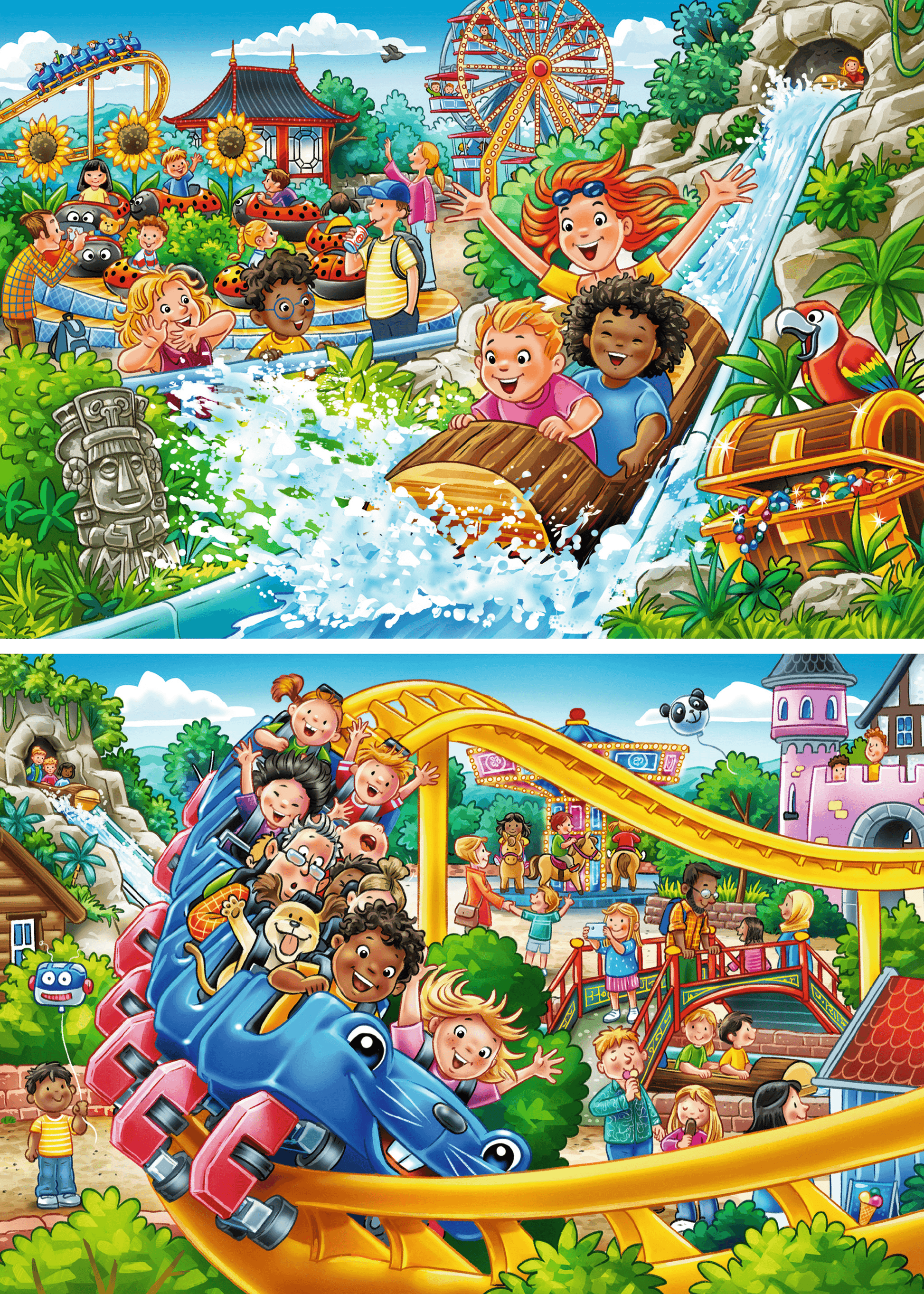 Ravensburger Amusement Park 2 x 24 piece children's jigsaw puzzle set featuring colourful carnival and amusement park scenes