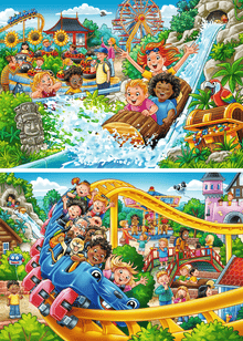 Ravensburger Amusement Park 2 x 24 piece children's jigsaw puzzle set featuring colourful carnival and amusement park scenes